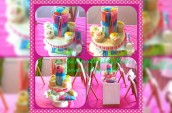 cupcakes and sherbert straws on a stand