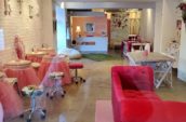spartea lobby and spa tables